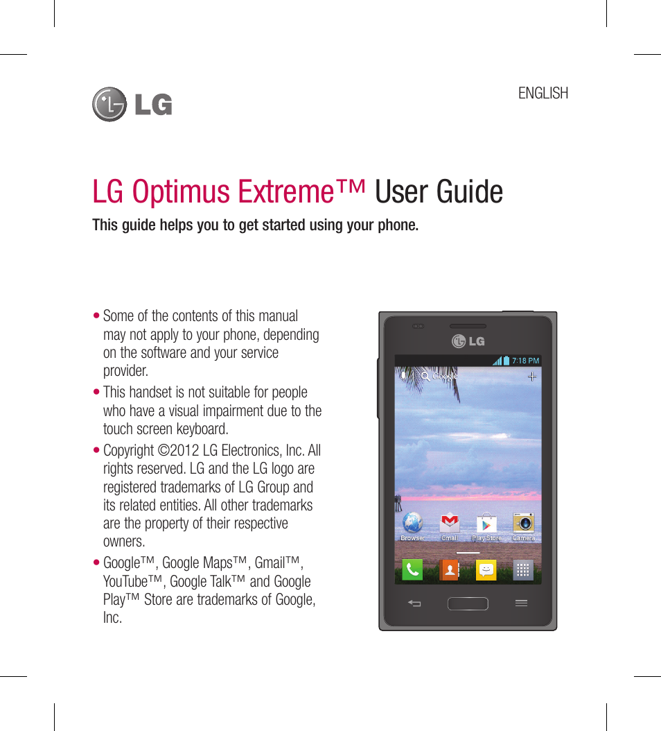 Lg optimus extreme™ user guide | LG LGL40G User Manual | Page 3 / 146