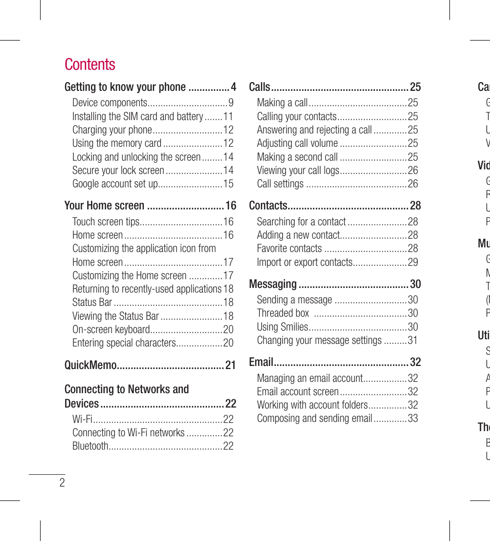 LG LGL40G User Manual | Page 4 / 146