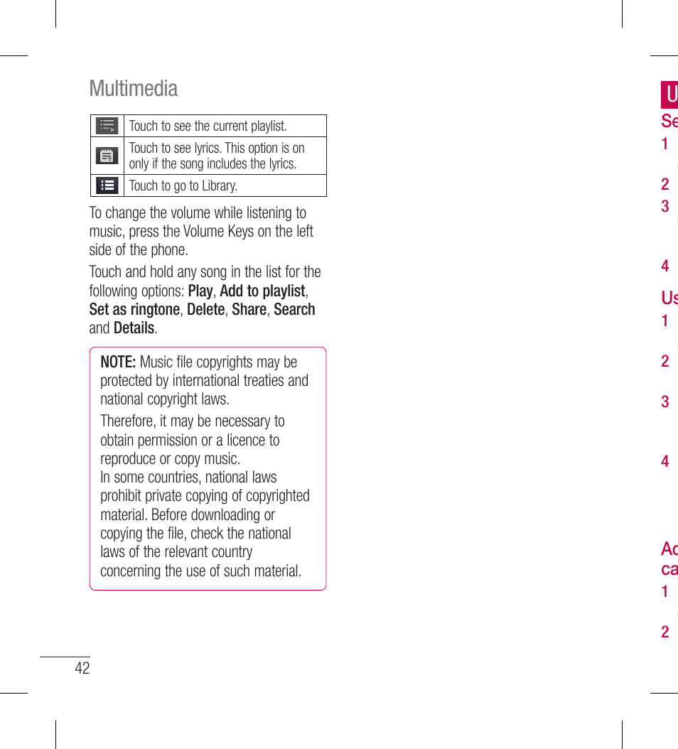 Multimedia | LG LGL40G User Manual | Page 44 / 146