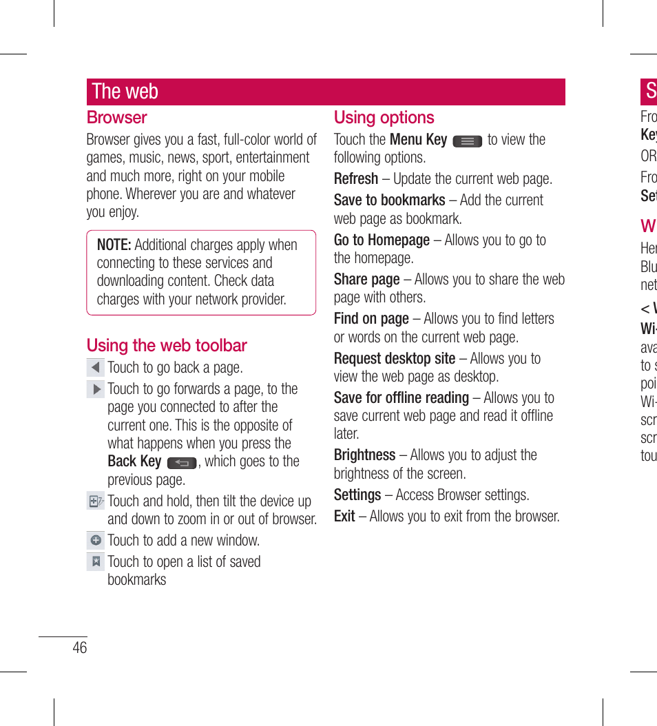 The web | LG LGL40G User Manual | Page 48 / 146