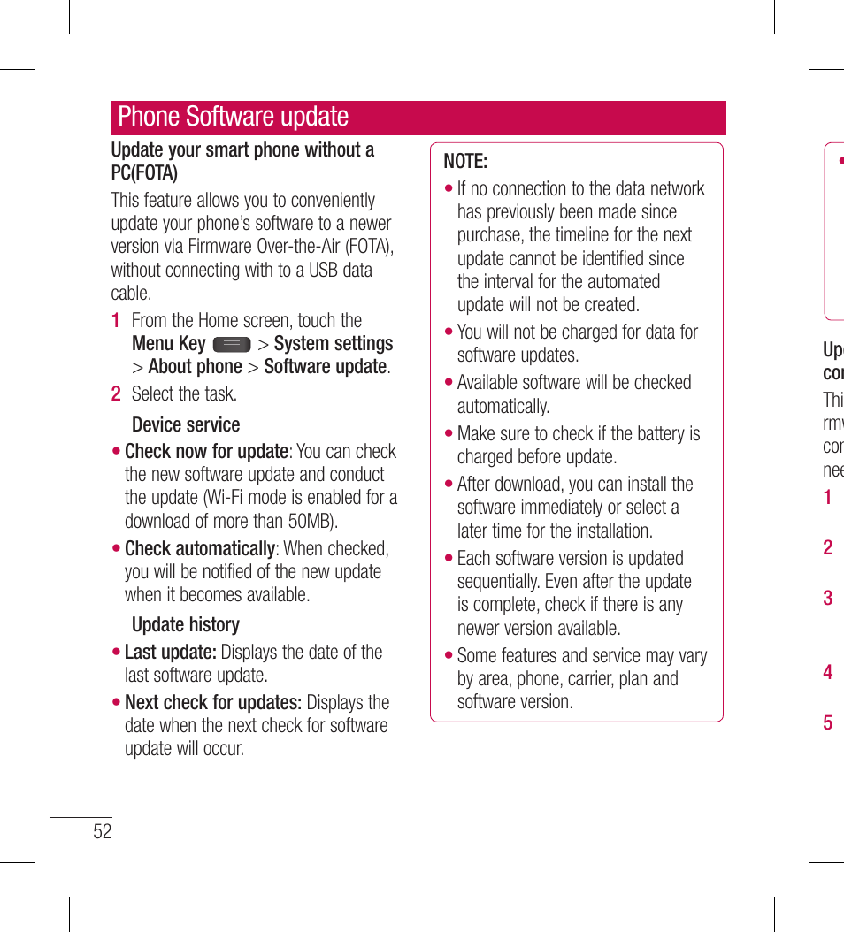 Phone software update | LG LGL40G User Manual | Page 54 / 146