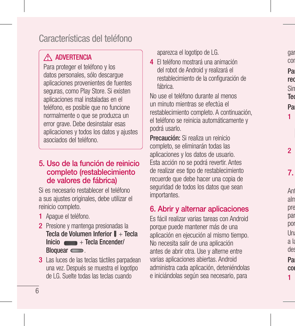 Características del teléfono | LG LGL40G User Manual | Page 78 / 146