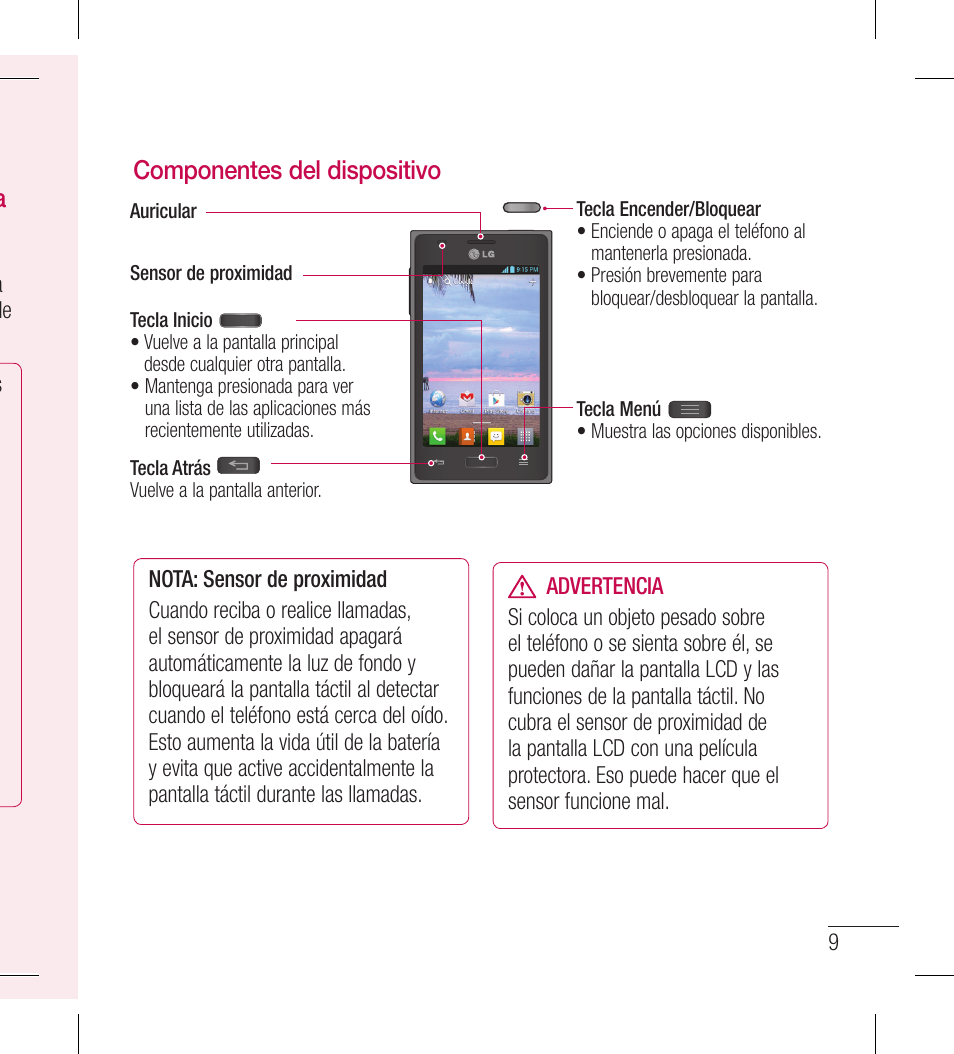 Componentes del dispositivo | LG LGL40G User Manual | Page 81 / 146