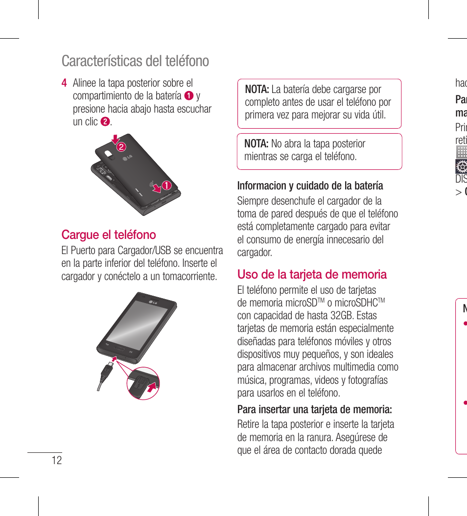 Características del teléfono | LG LGL40G User Manual | Page 84 / 146