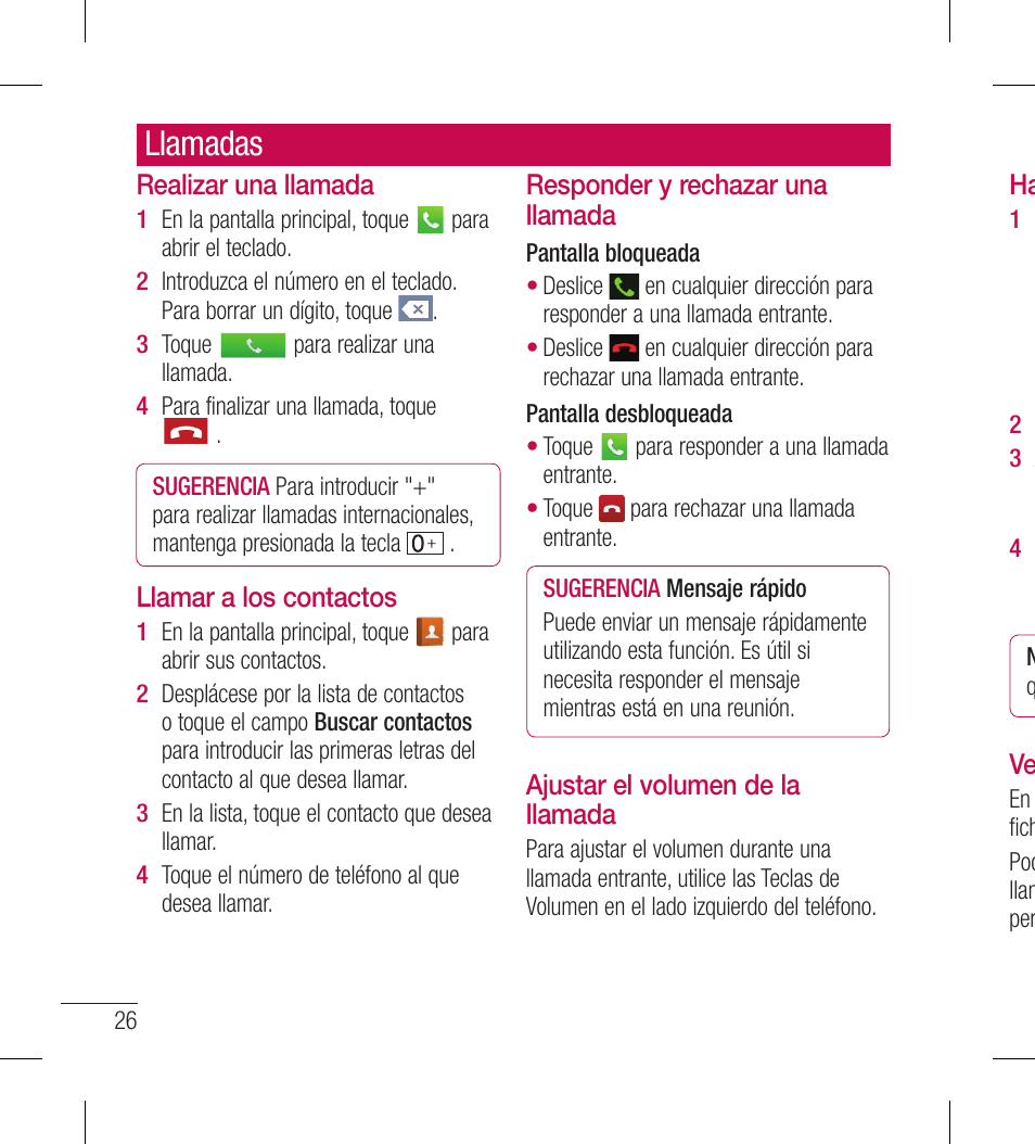 Llamadas | LG LGL40G User Manual | Page 98 / 146