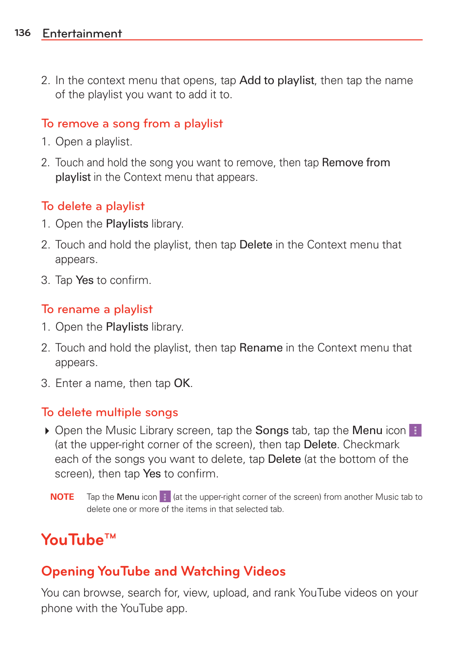 Youtube, Opening youtube and watching videos | LG LGVS985 User Manual | Page 138 / 245