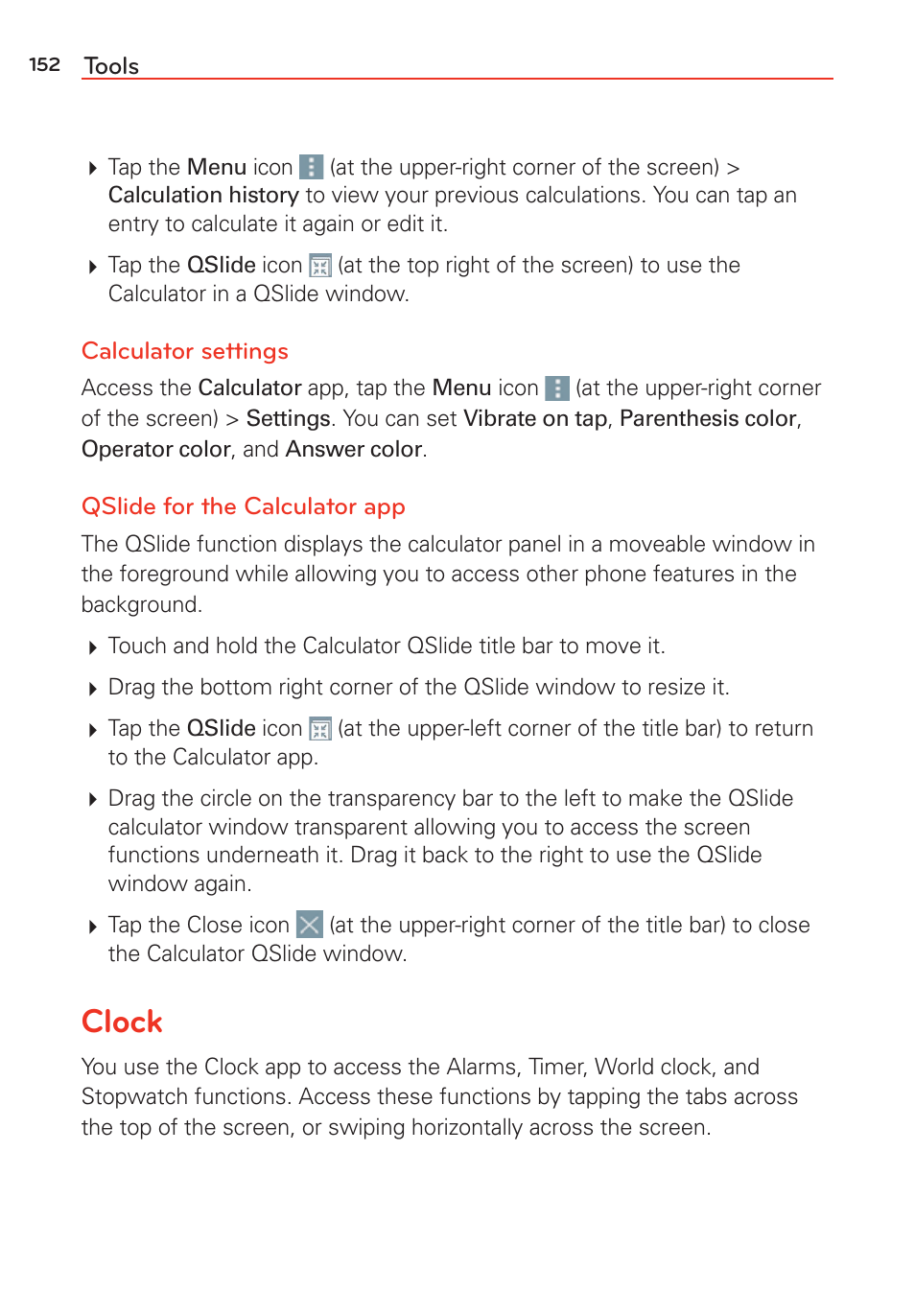 Clock | LG LGVS985 User Manual | Page 154 / 245