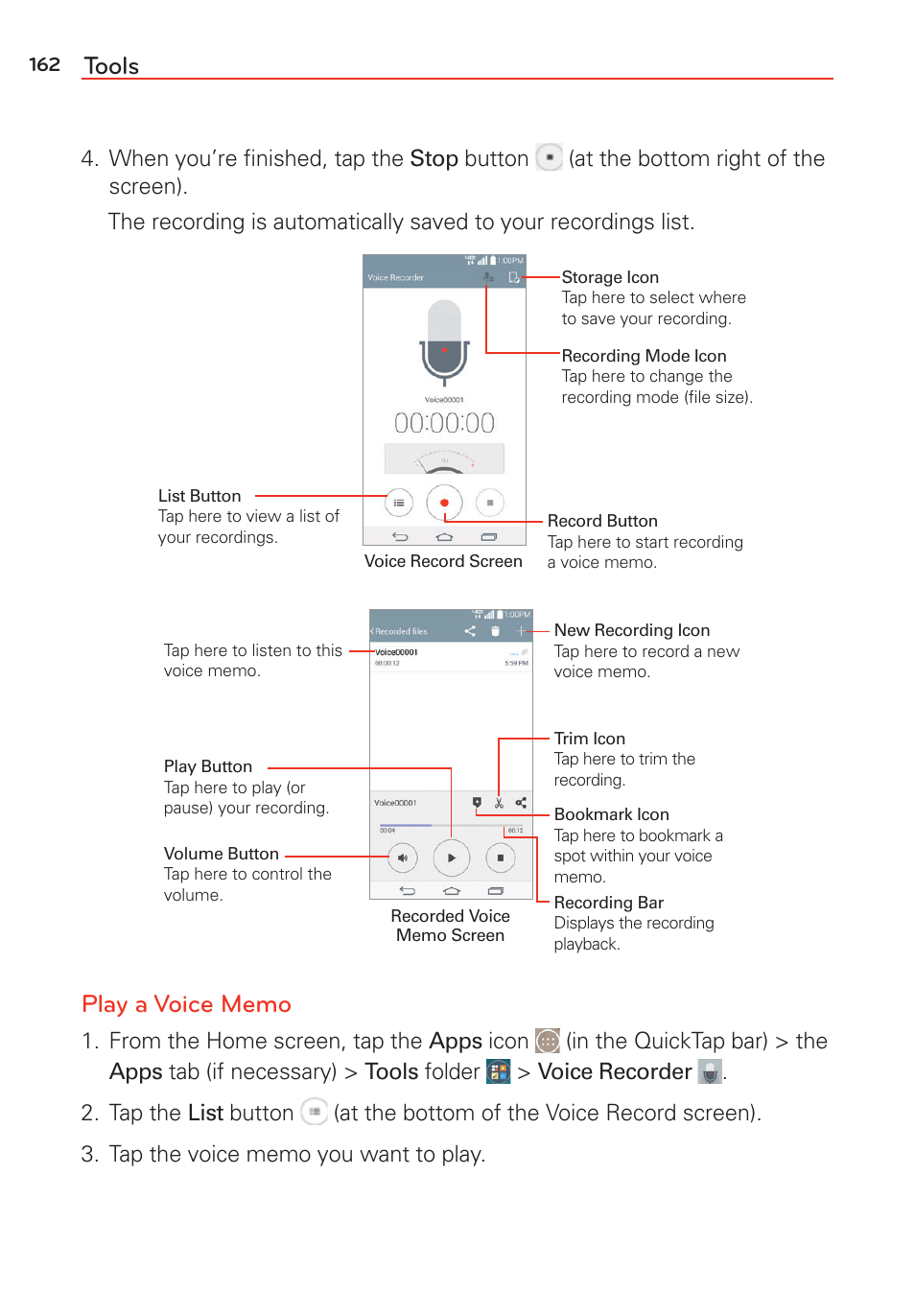 Tools | LG LGVS985 User Manual | Page 164 / 245