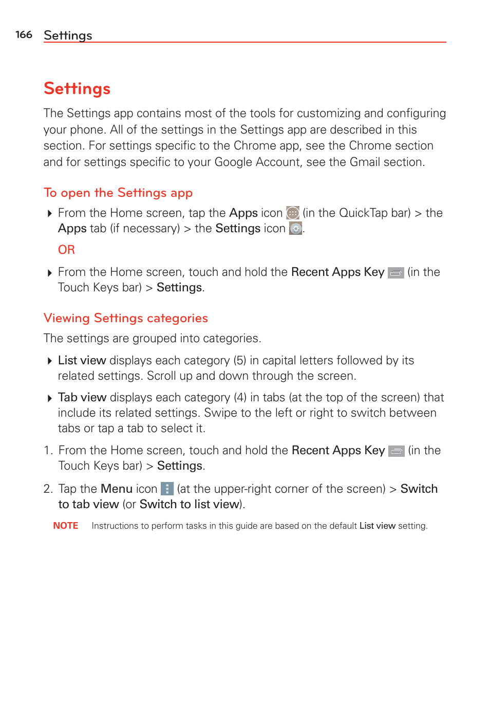 Settings | LG LGVS985 User Manual | Page 168 / 245