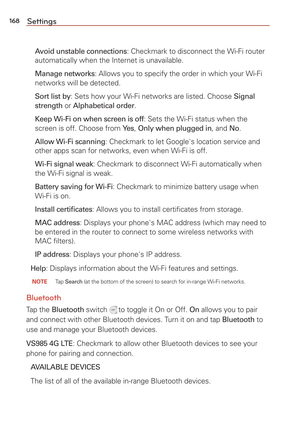 LG LGVS985 User Manual | Page 170 / 245