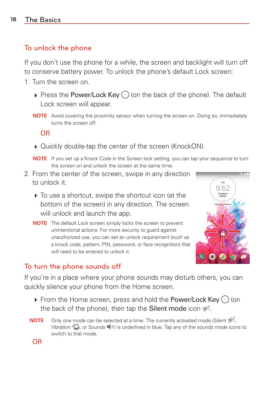 The basics to unlock the phone | LG LGVS985 User Manual | Page 20 / 245