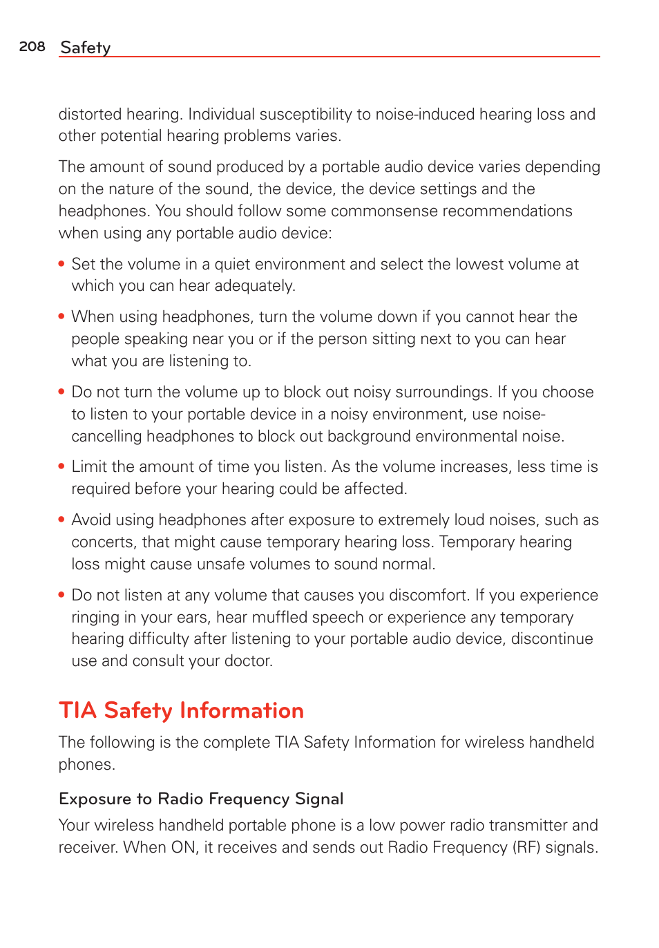 Tia safety information | LG LGVS985 User Manual | Page 210 / 245