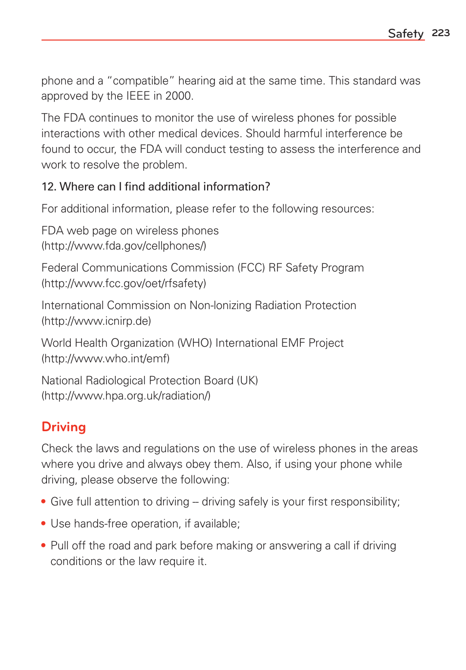 Driving | LG LGVS985 User Manual | Page 225 / 245