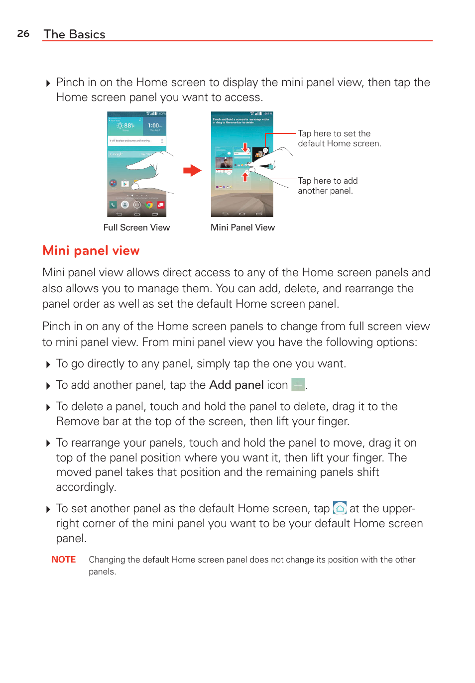 Mini panel view, The basics | LG LGVS985 User Manual | Page 28 / 245