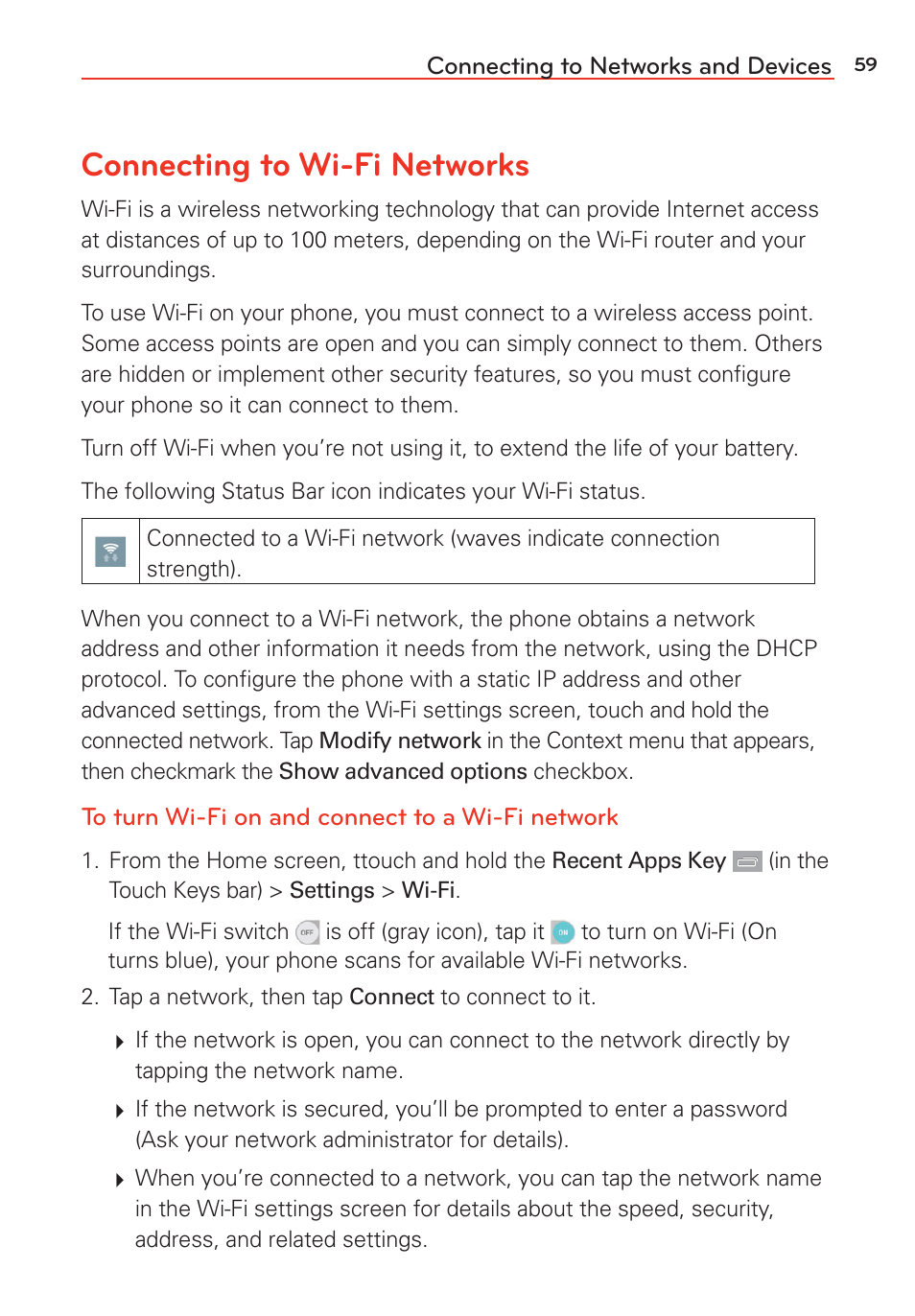 Connecting to wi-fi networks | LG LGVS985 User Manual | Page 61 / 245