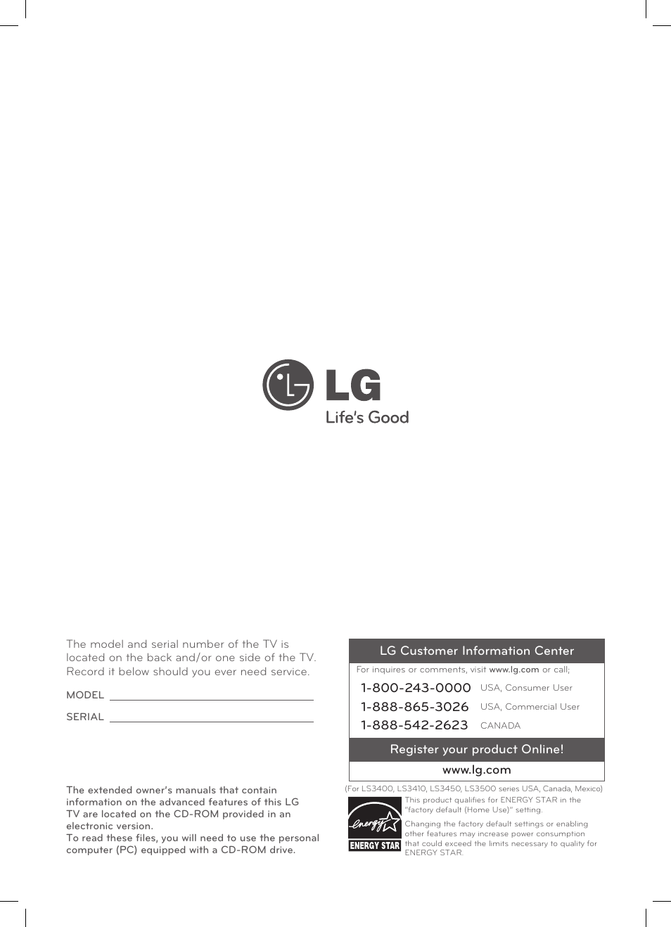 LG 37CS560 User Manual | Page 46 / 46