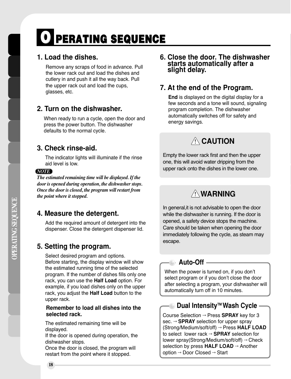 Ppe er ra at tiin ng g s se eq qu ue en nc ce e | LG LDF8812ST User Manual | Page 18 / 48