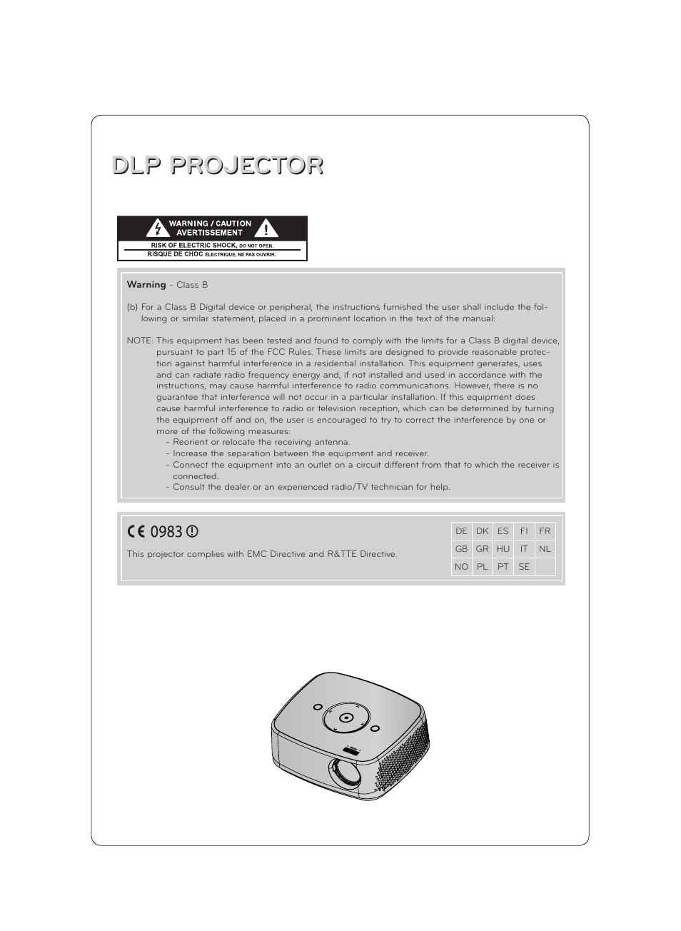 Dlp projector | LG HX301G User Manual | Page 2 / 44