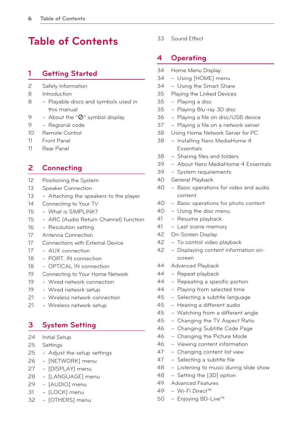 LG BH6730S User Manual | Page 6 / 80
