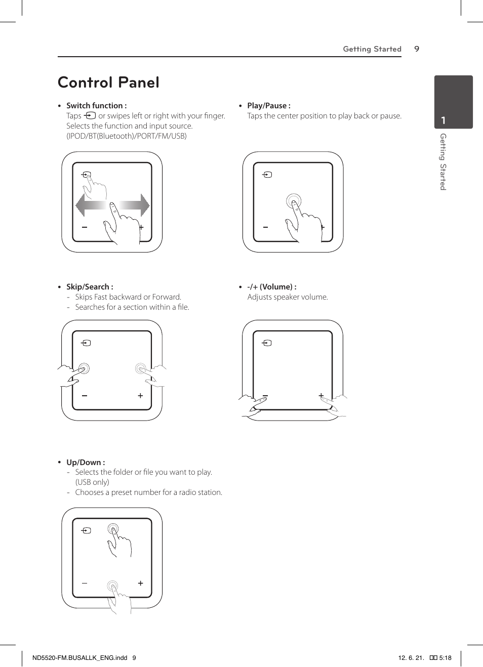 Control panel | LG ND5520 User Manual | Page 9 / 24