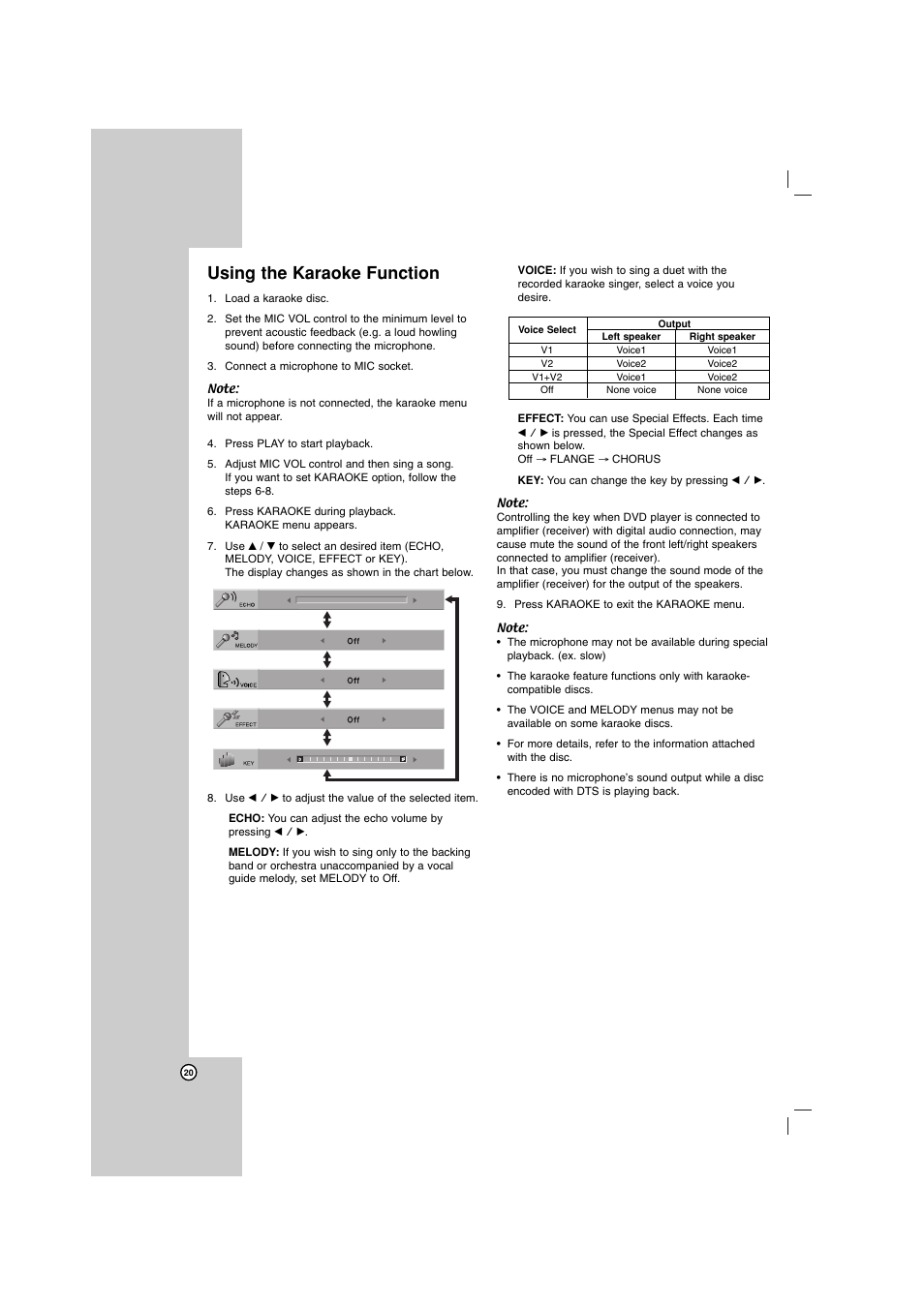 Using the karaoke function | LG DKU860 User Manual | Page 20 / 24