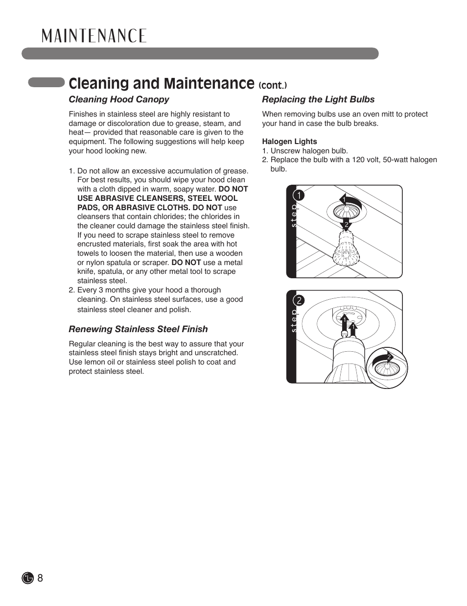 Cleaning and maintenance | LG LSVC362ST User Manual | Page 8 / 11