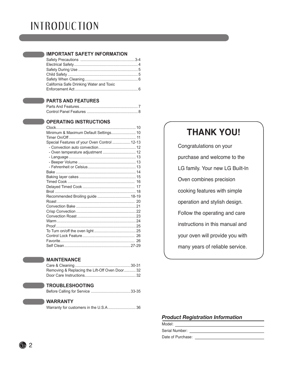LG LWD3010ST User Manual | Page 2 / 76