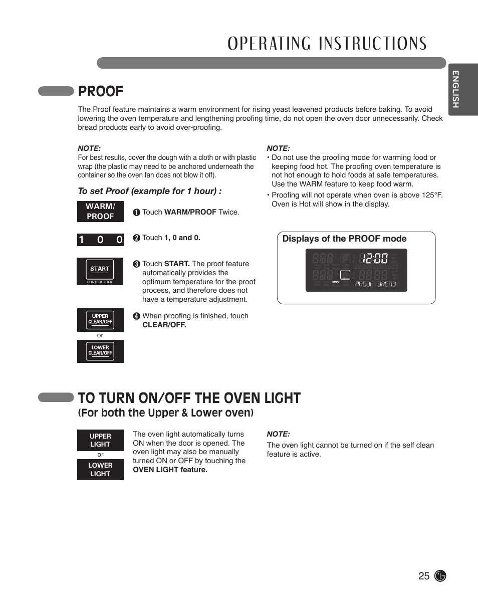 Proof, For both the upper & lower oven) | LG LWD3010ST User Manual | Page 25 / 76