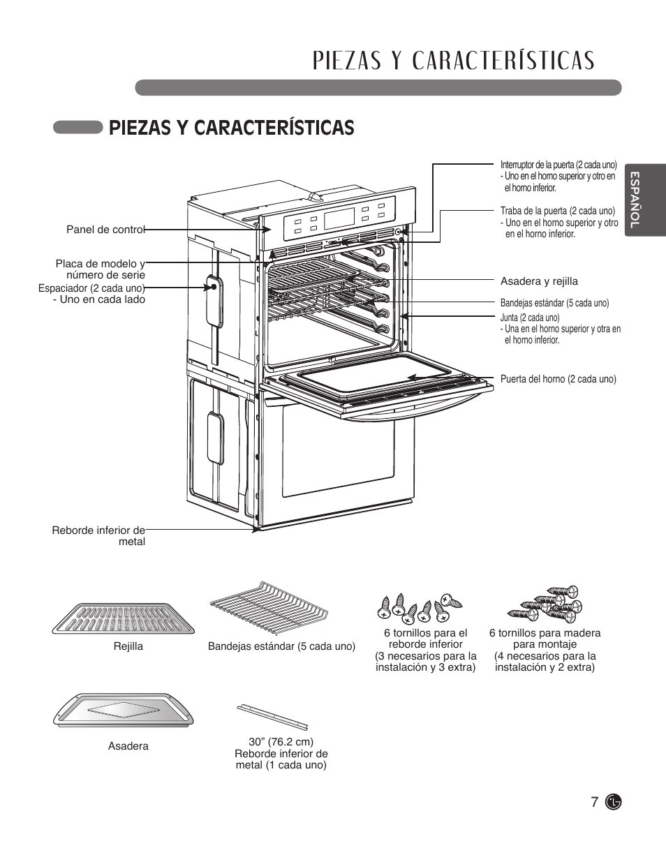 Piezas y características | LG LWD3010ST User Manual | Page 43 / 76