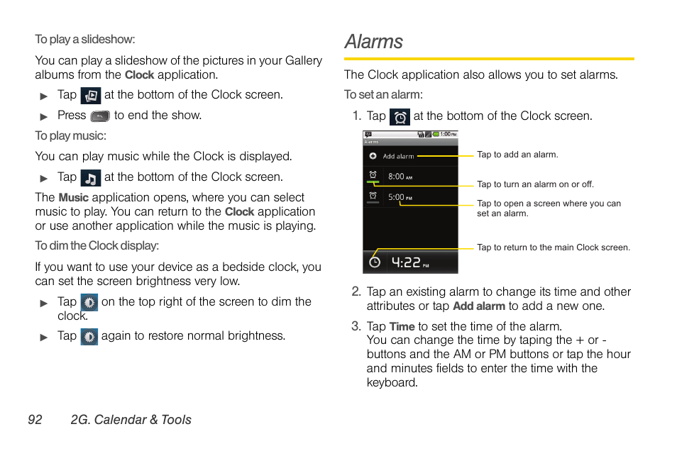Alarms | LG LGLS670 User Manual | Page 106 / 213