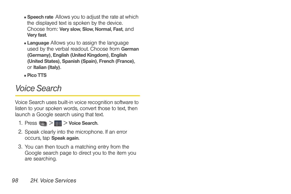 Voice search | LG LGLS670 User Manual | Page 112 / 213