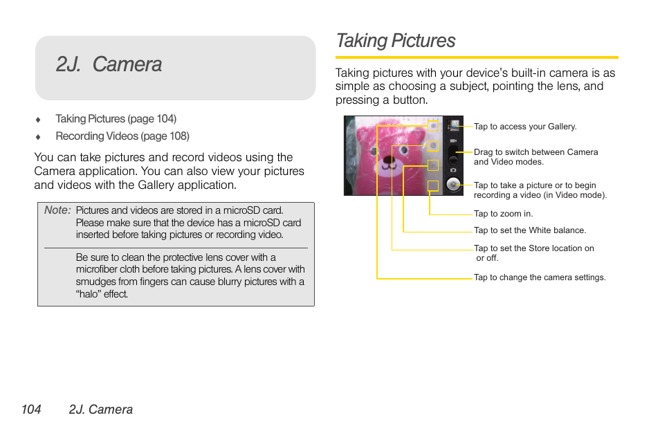 2j. camera, Taking pictures | LG LGLS670 User Manual | Page 118 / 213