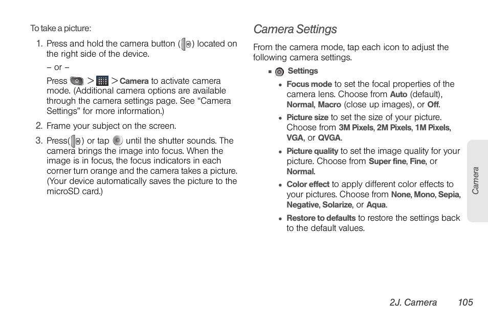 Camera settings | LG LGLS670 User Manual | Page 119 / 213