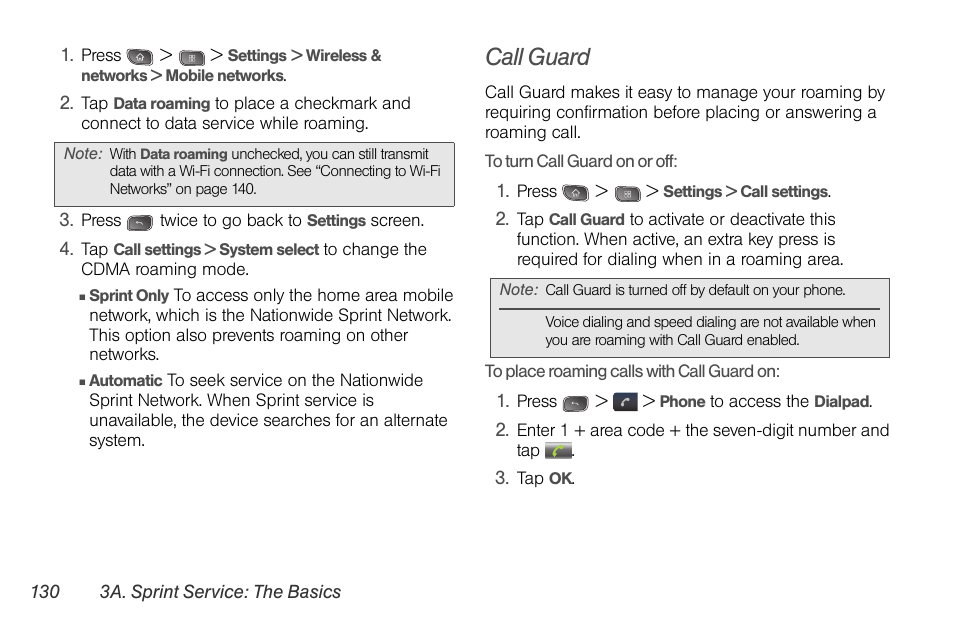 Call guard, Call guard” on | LG LGLS670 User Manual | Page 144 / 213