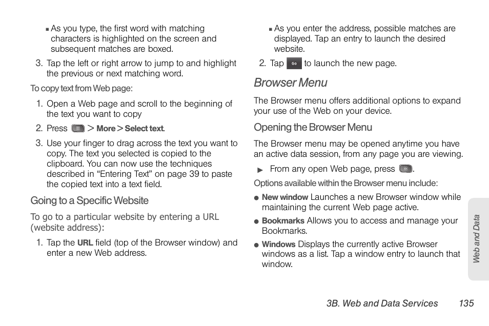 Browser menu | LG LGLS670 User Manual | Page 149 / 213