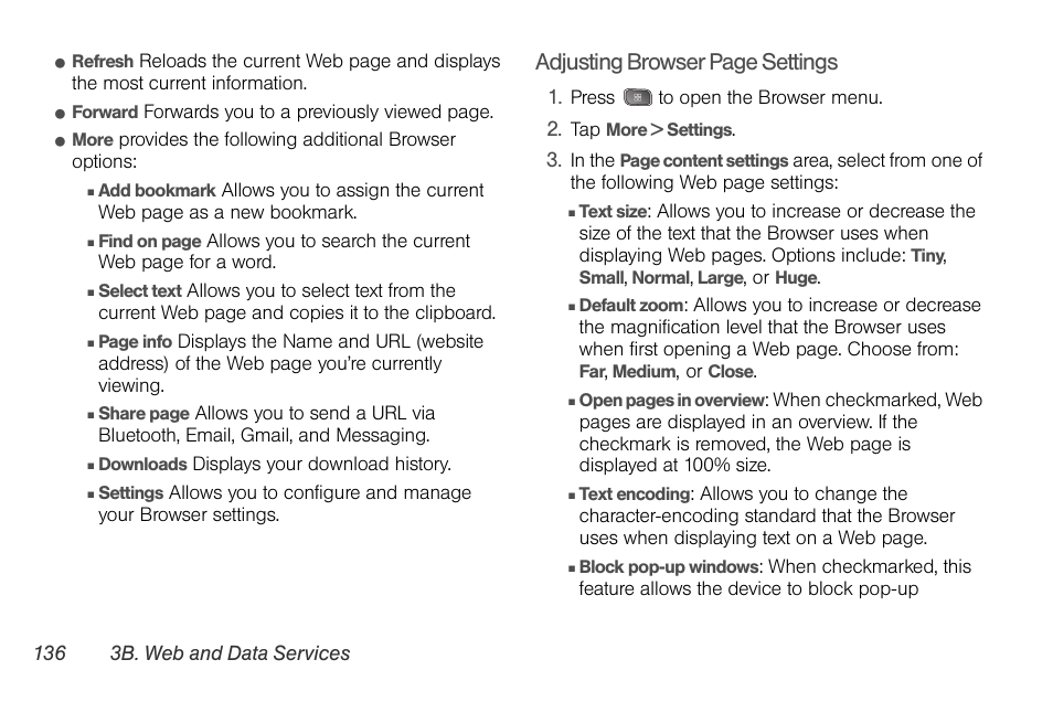 Adjusting browser page settings | LG LGLS670 User Manual | Page 150 / 213