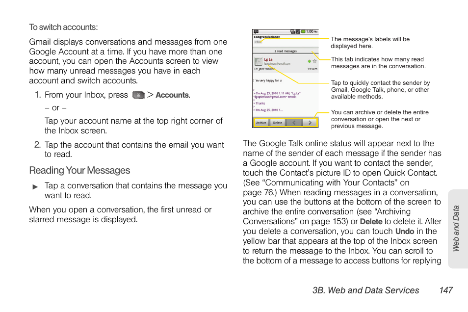 Reading your messages | LG LGLS670 User Manual | Page 161 / 213