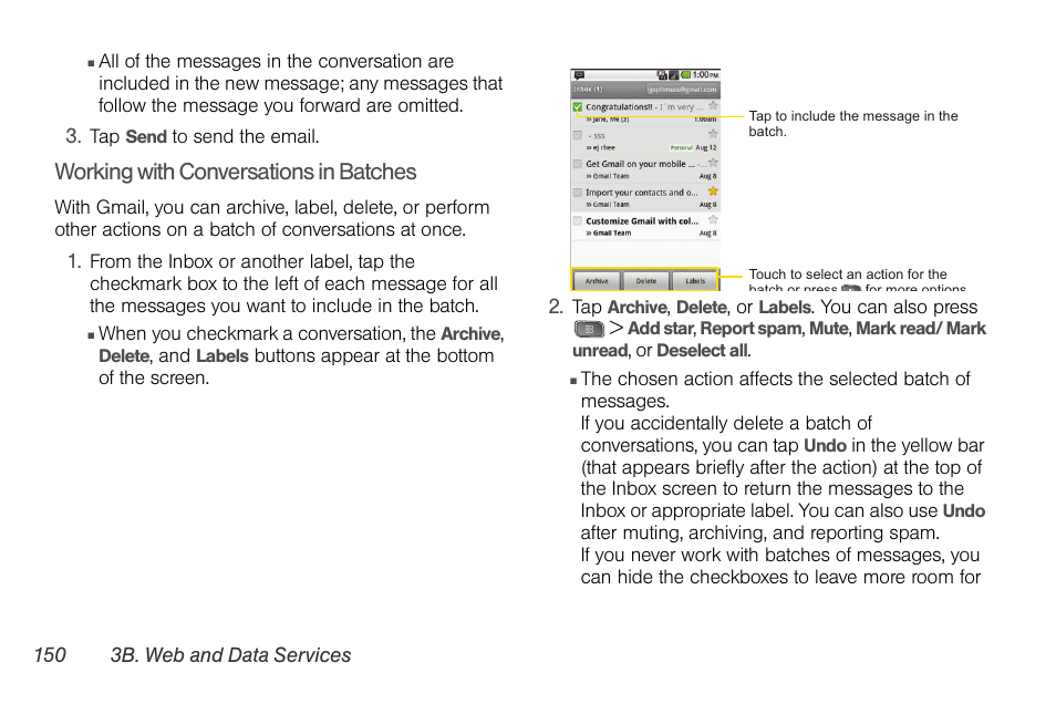 Working with conversations in batches | LG LGLS670 User Manual | Page 164 / 213