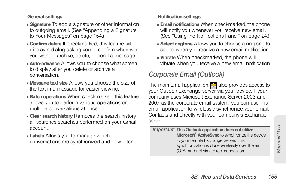Corporate email (outlook) | LG LGLS670 User Manual | Page 169 / 213