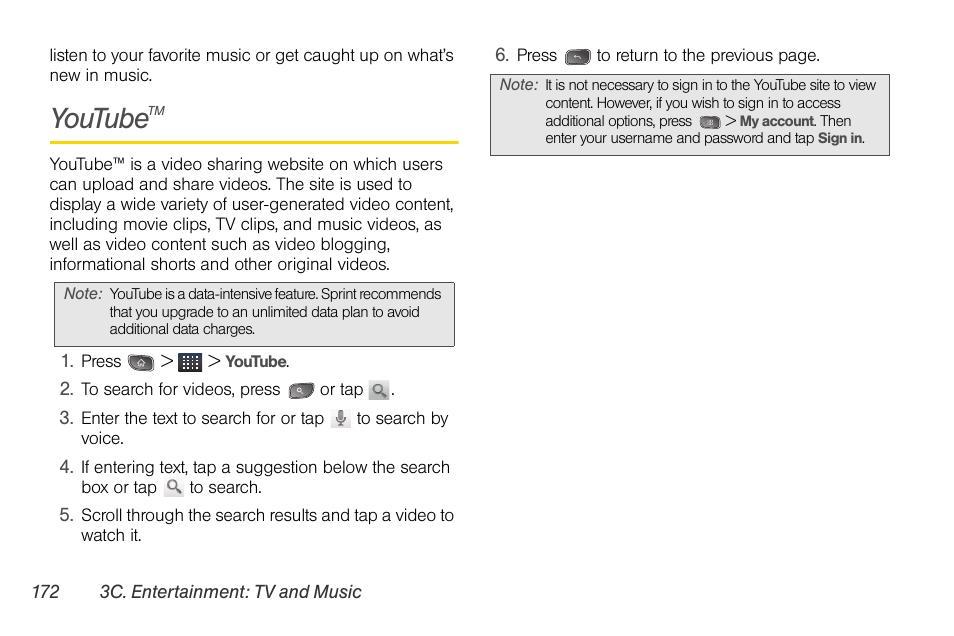 Youtubetm, Youtube | LG LGLS670 User Manual | Page 186 / 213