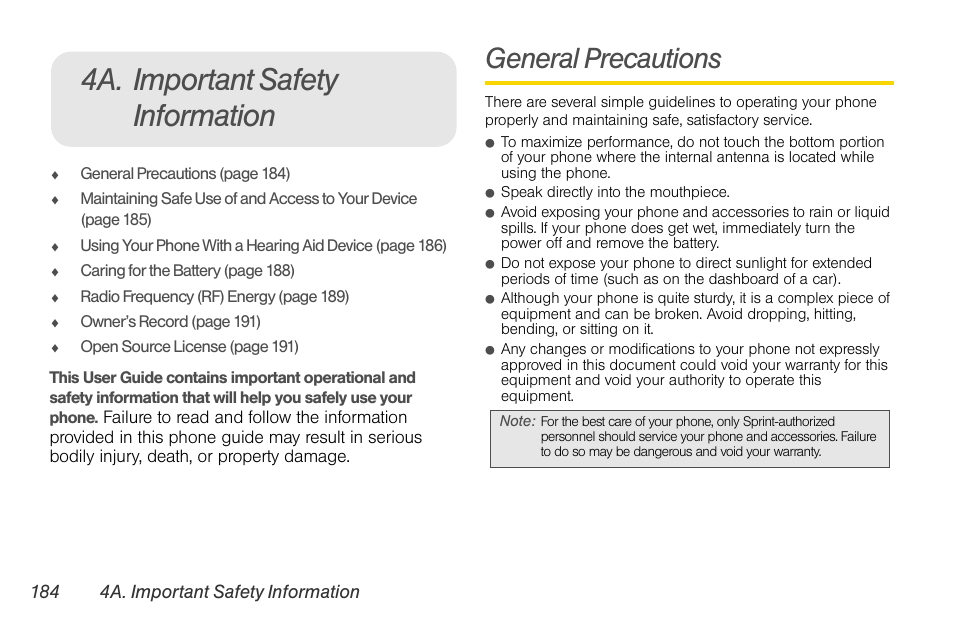 4a. important safety information, General precautions | LG LGLS670 User Manual | Page 198 / 213