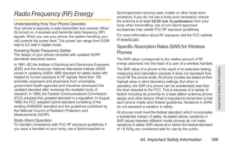 Radio frequency (rf) energy | LG LGLS670 User Manual | Page 203 / 213