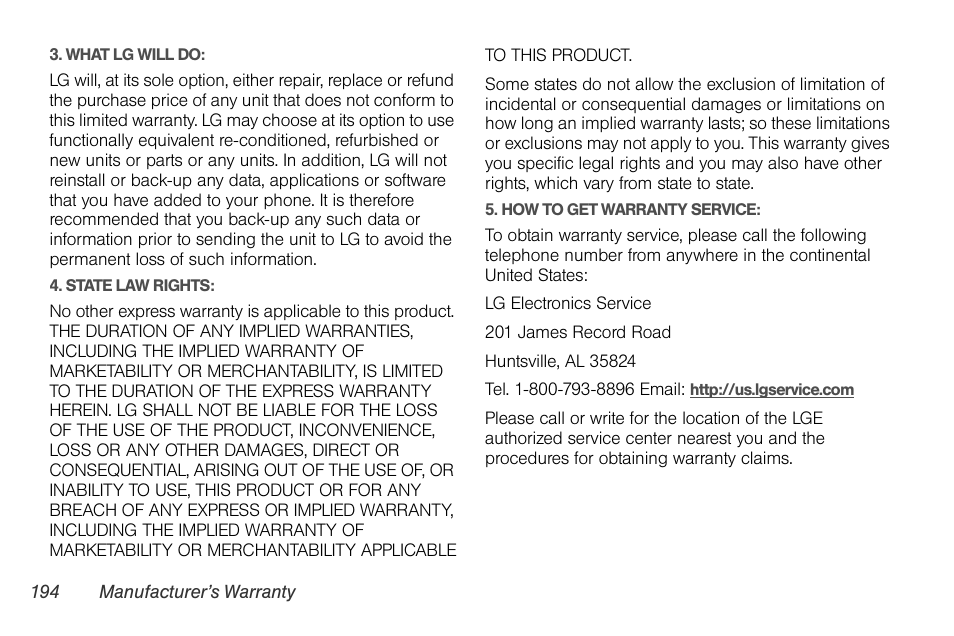 LG LGLS670 User Manual | Page 208 / 213
