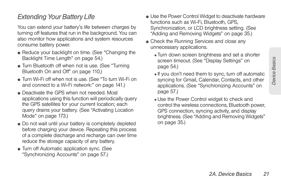 Extending your battery life | LG LGLS670 User Manual | Page 35 / 213