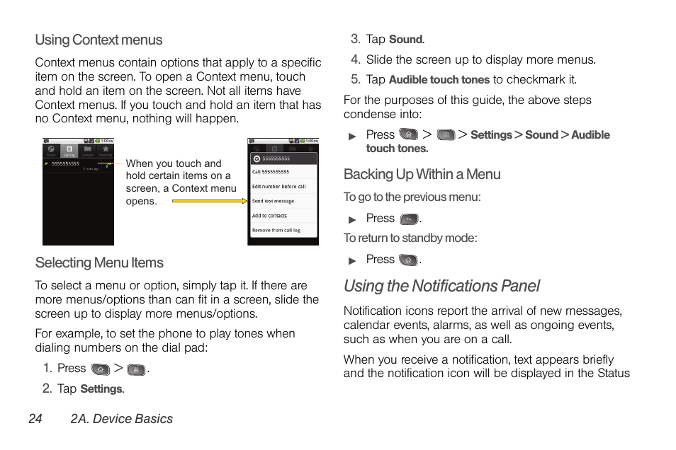 Using the notifications panel | LG LGLS670 User Manual | Page 38 / 213