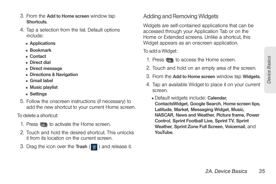 Adding and removing widgets | LG LGLS670 User Manual | Page 49 / 213
