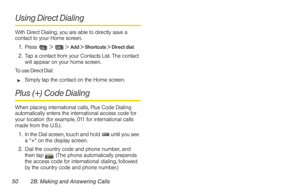 Using direct dialing, Plus (+) code dialing | LG LGLS670 User Manual | Page 64 / 213
