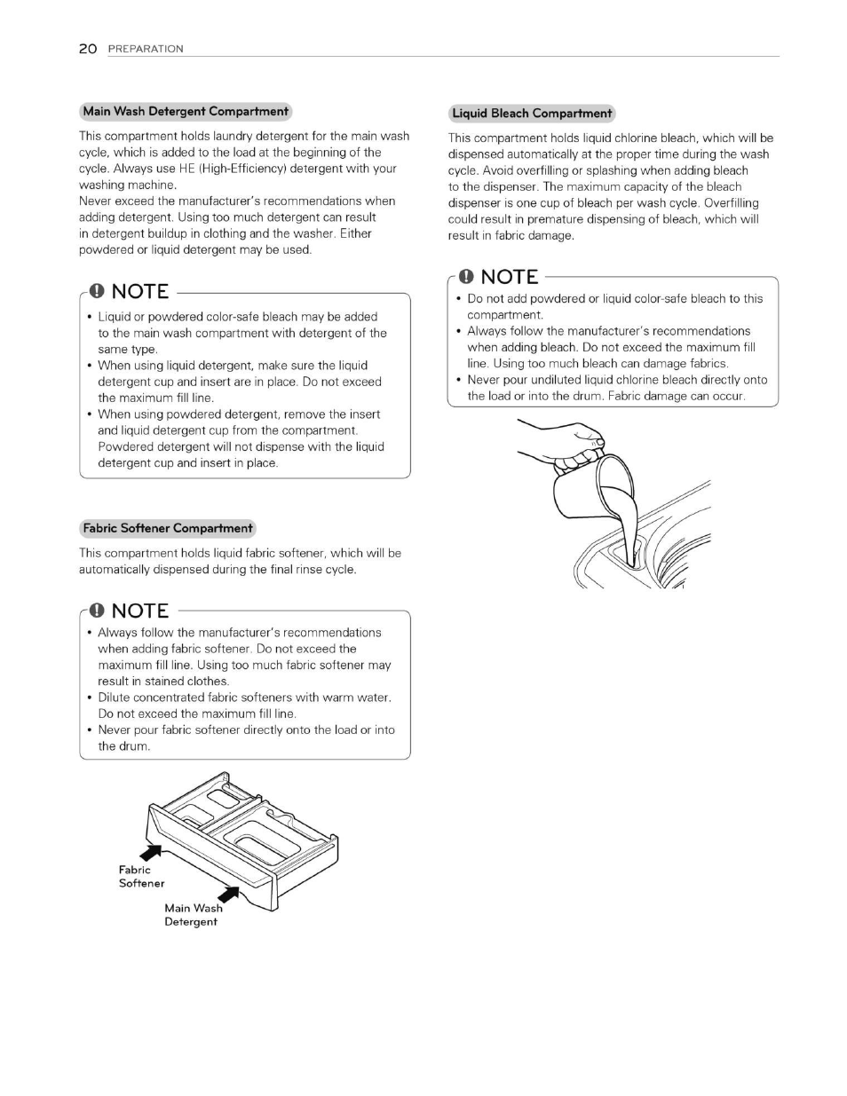 O note, Ro note | LG WT5070CW User Manual | Page 20 / 76