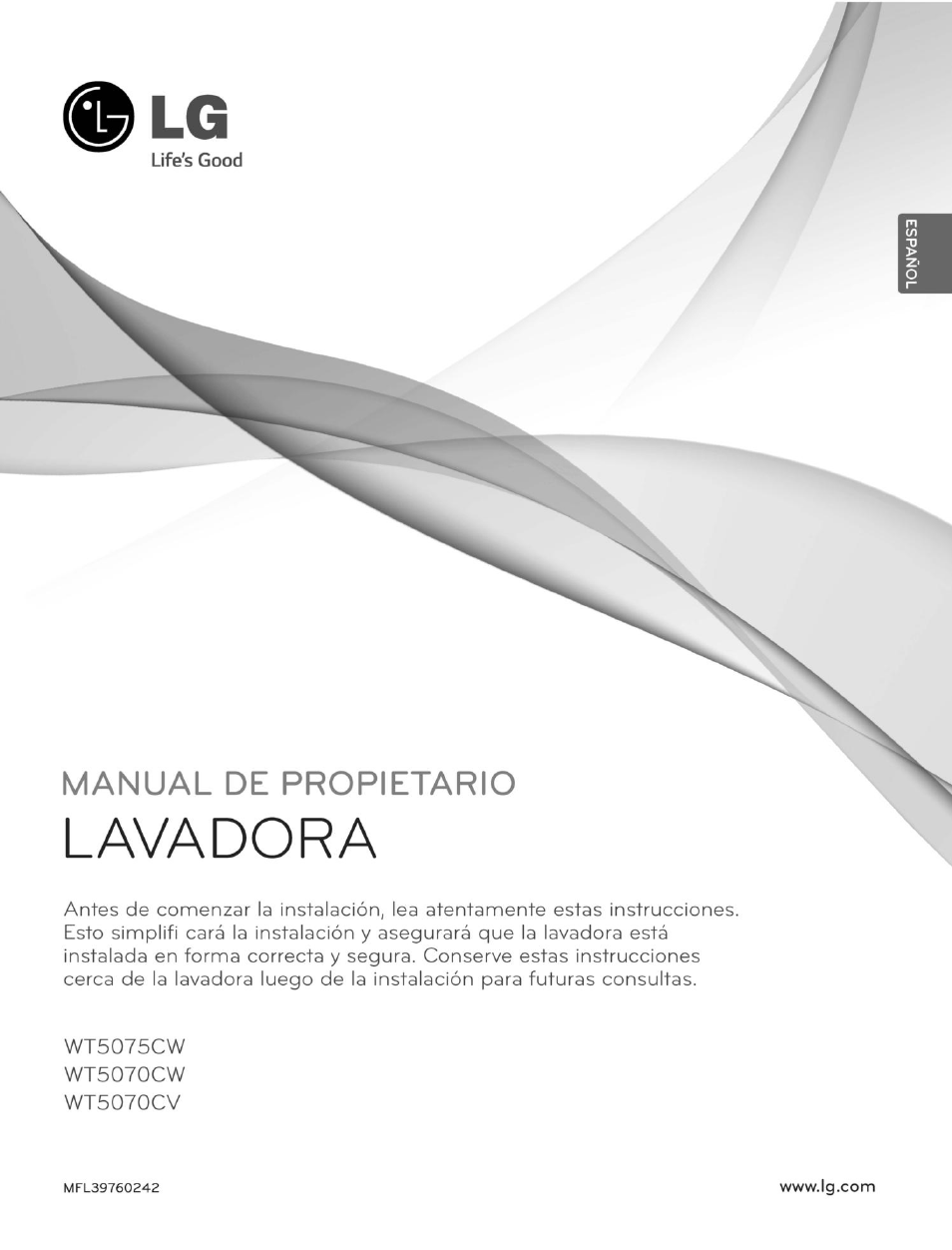 Lavadora, Manual de propietario | LG WT5070CW User Manual | Page 39 / 76