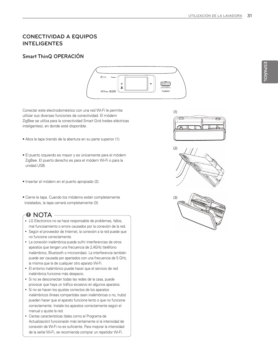 Nota | LG WT6001HVA User Manual | Page 77 / 92